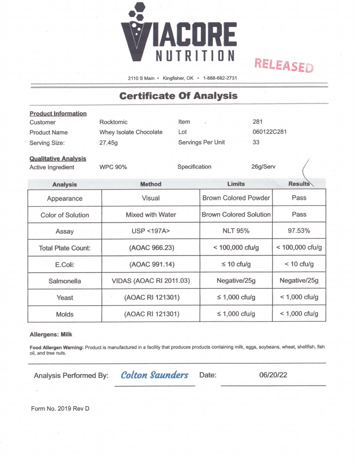 2lb 100% Whey Isolate (Chocolate)