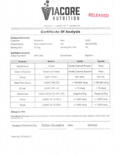 2lb 100% Whey Isolate (Vanilla)